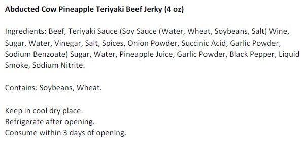 Abducted Cow Pineapple Teriyaki Beef Jerky (3.25 oz)