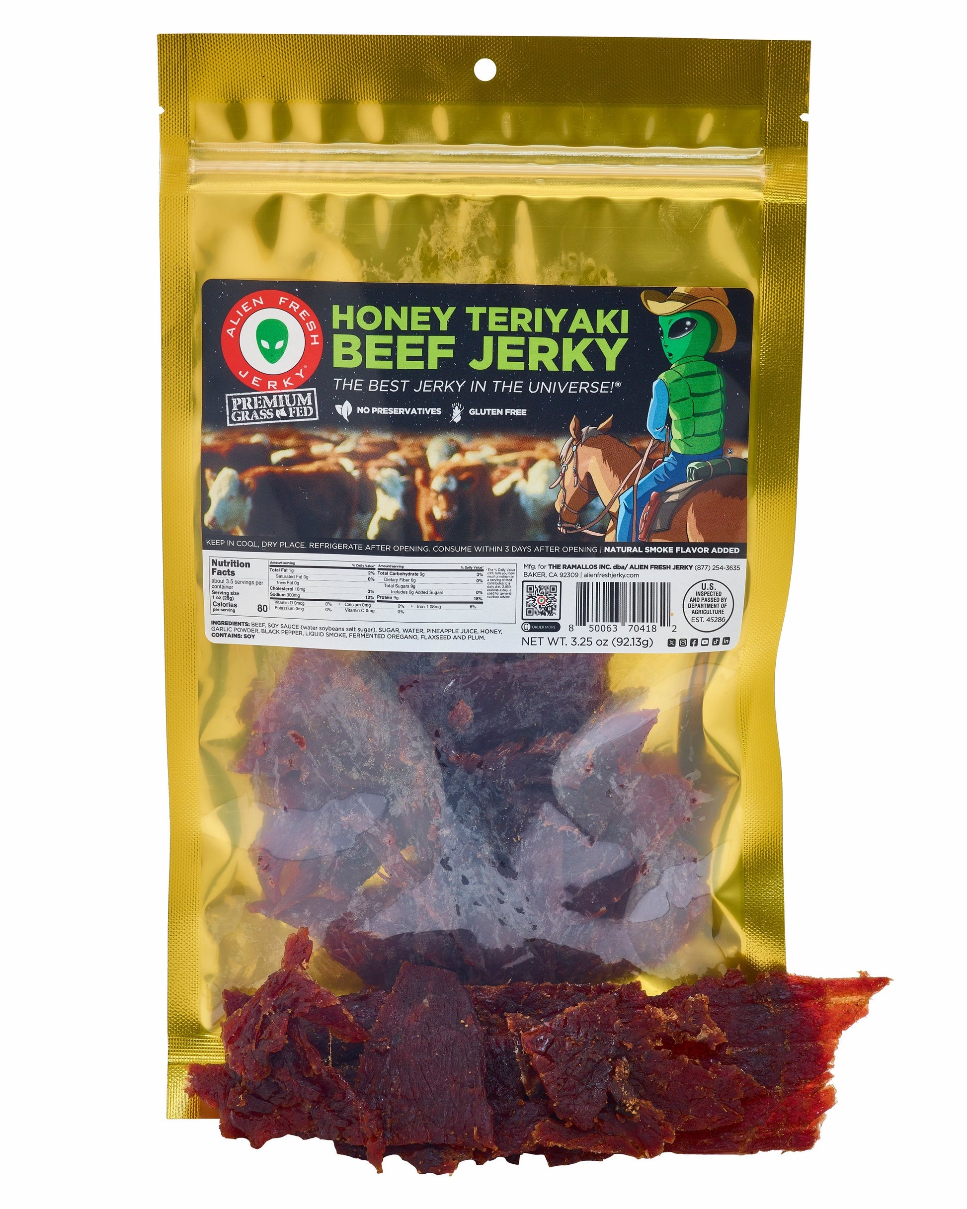 Grass-Fed Honey Teriyaki Beef Jerky (3.25 oz)