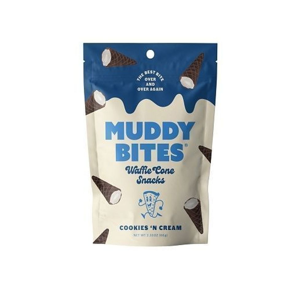 Muddy Bites Cookies N Cream Waffle Cone Snack, 2.33 Ounce