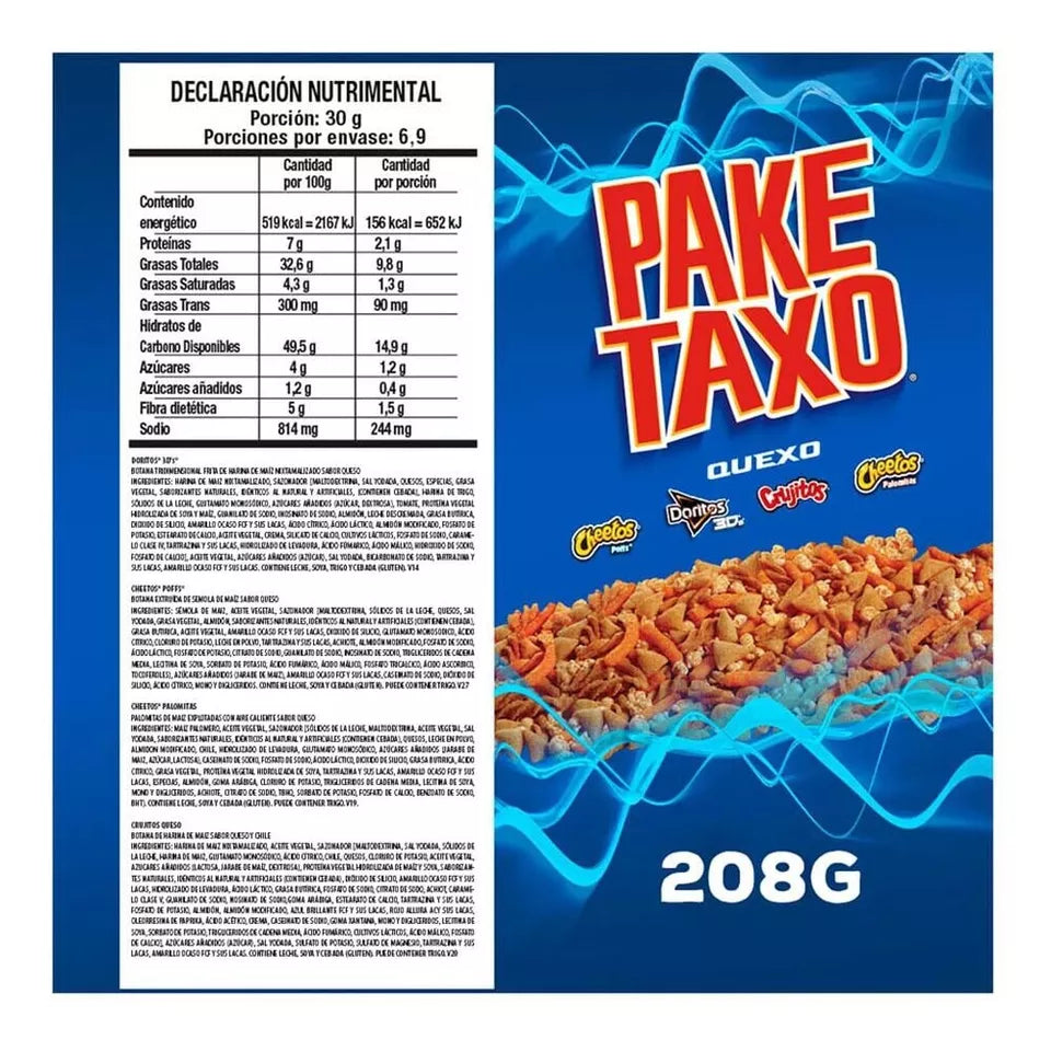SABRITAS PAKE TAXO QUESO ASSORTED MEXICAN CHIPS - BIG 208 Gr BAG
