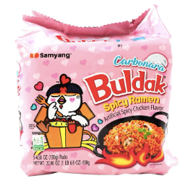Korean Buldak Noodles Carbonara Stir-Fried Ramen Carbonara Hot Chicken Flavor - 5 Packs* 4.58oz