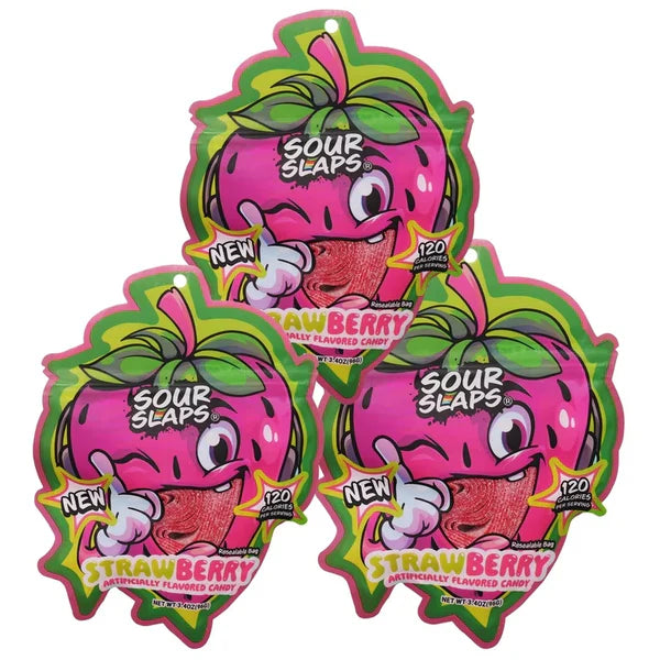 Strawberry Candy Sour Slaps Gummy Belt Candy 3.4oz