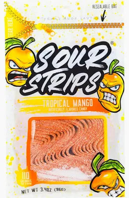 Tropical Mango Sour Strips Gummy Belt Candy 3.4oz