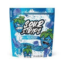 Blue Raspberry Sour Strip Gummy Belt Family Size Bag 10oz